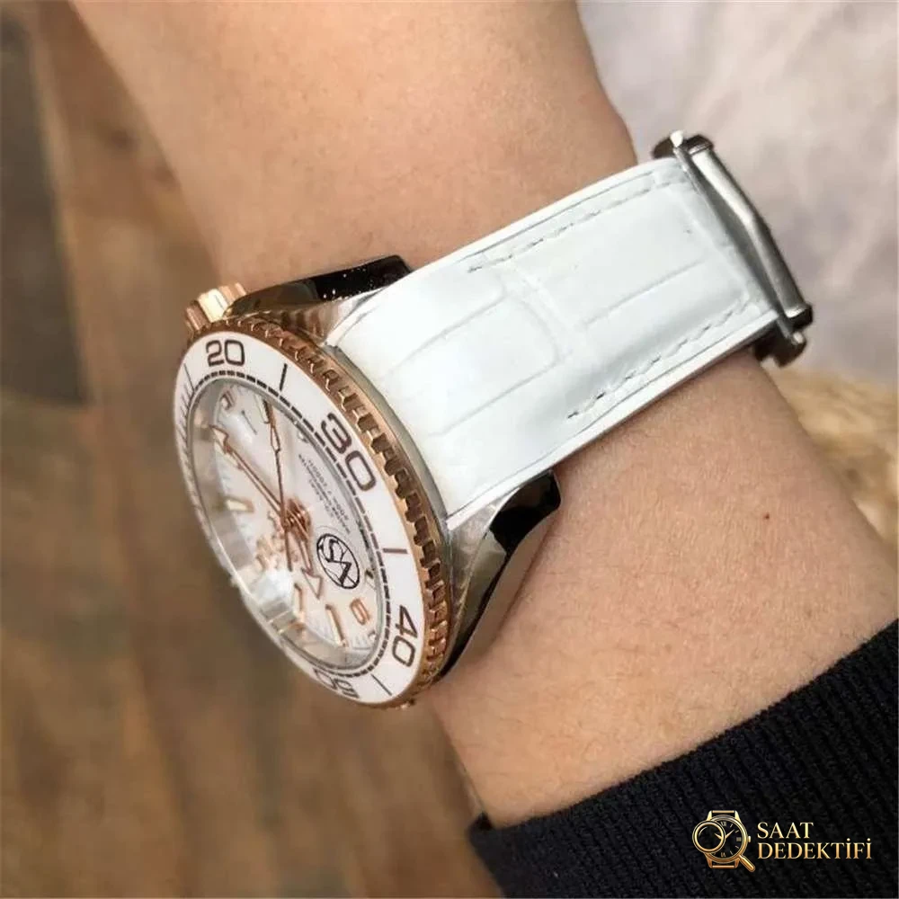 VS Factory Omega Seamaster Planet Ocean 600 iki renk rose gold «Kadın Dalış Saati» detaylı inceleme - Klips Kilidi ve Lazer Damgalar