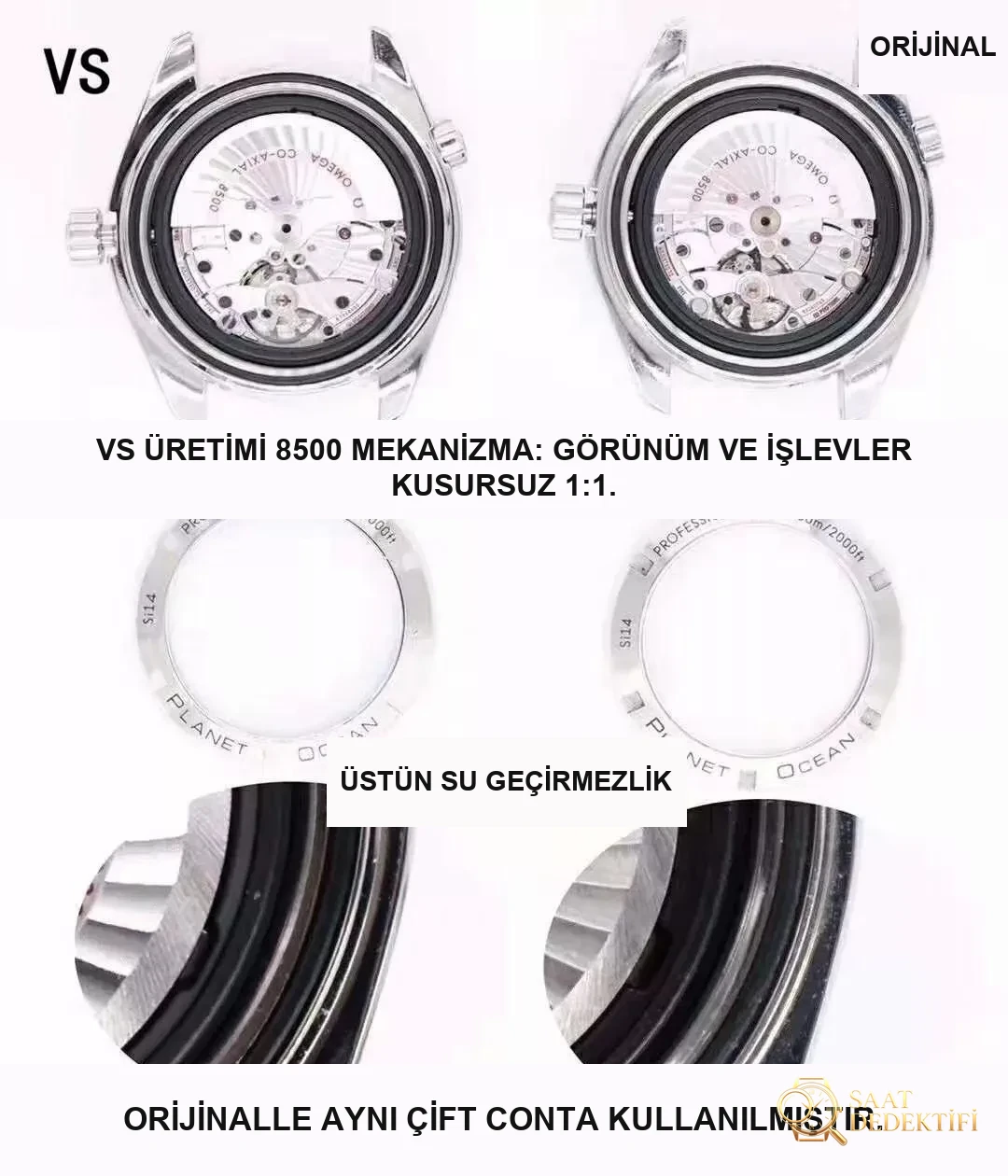 VS Factory Omega Seamaster Planet Ocean 600m 8500 tek parça mekanizması orijinal Seamaster 600m ile karşılaştırıldığında benzerlik oranı ne kadar? - Kasa Çeliği ve Polisaj Kalitesi