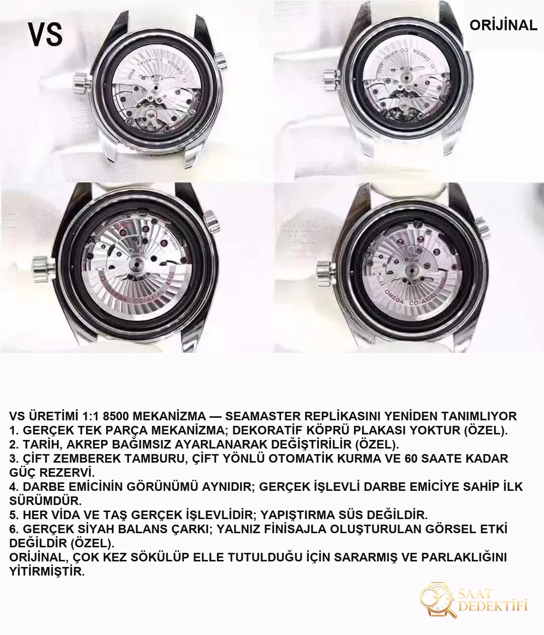 VS Factory Omega Seamaster Planet Ocean 600m 8500 tek parça mekanizması orijinal Seamaster 600m ile karşılaştırıldığında benzerlik oranı ne kadar? - Tepe Koruması ve Ayar Fonksiyonu