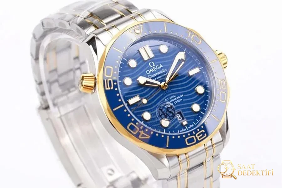 VS Factory Omega Yeni Seamaster 300m (İki Renkli Altın Mavi) İnceleme - Kadran Detayı ve Bezel İşçiliği