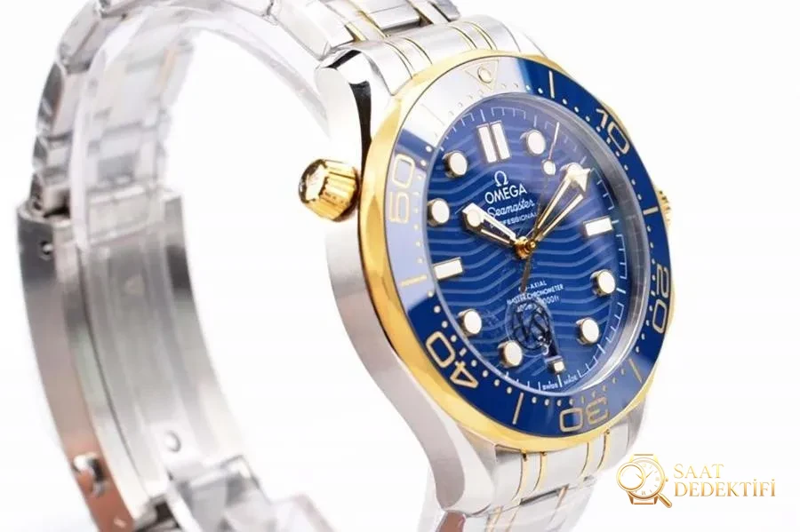 VS Factory Omega Yeni Seamaster 300m (İki Renkli Altın Mavi) İnceleme - Makro Kadran ve İndeks İşçiliği