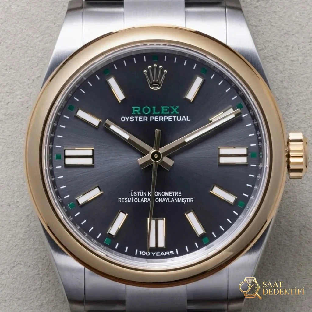 VS Factory Oyster Perpetual 41 Ref. 134303 Teknik Analizi: Arduvaz Grisi Kadran ve 100 YEARS Yüzüncü Yıl Sürümü - Makro Kadran ve İndeks İşçiliği