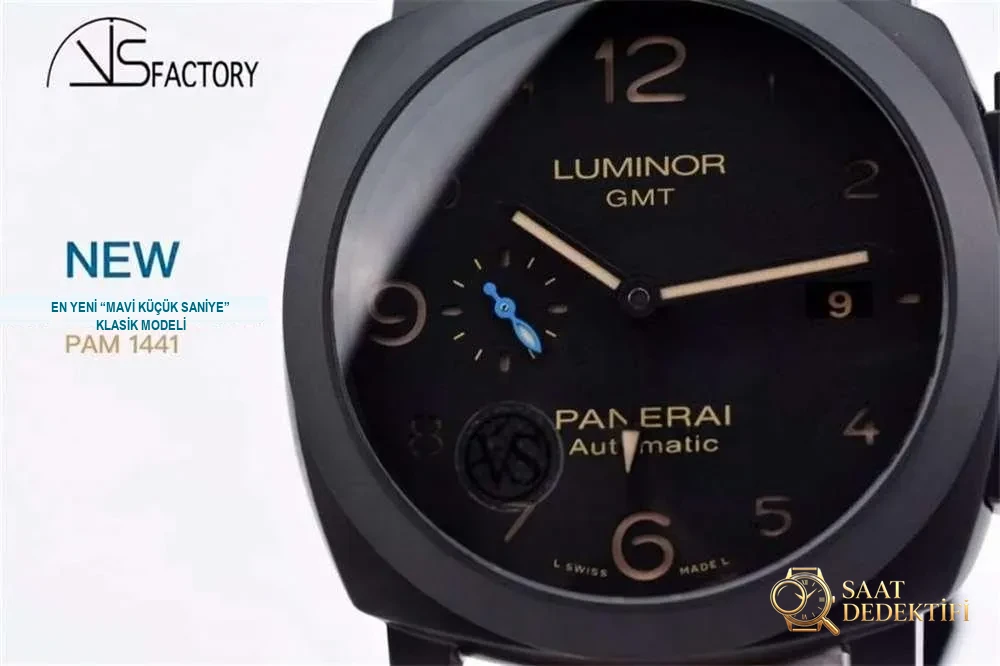 VS Factory Panerai 1441 «Seramik» En Yeni Mavi Küçük Saniye Klasik Model - Bilezik, Toka ve Klips Mekanizması
