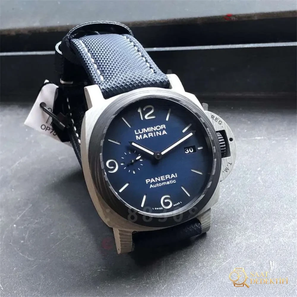 VS Factory Panerai 1663 «Fibratech Karbon Fiber Malzeme» Dumanlı Mavi Kadran İlk İnceleme - Yan Profil ve Kordon Bağlantısı