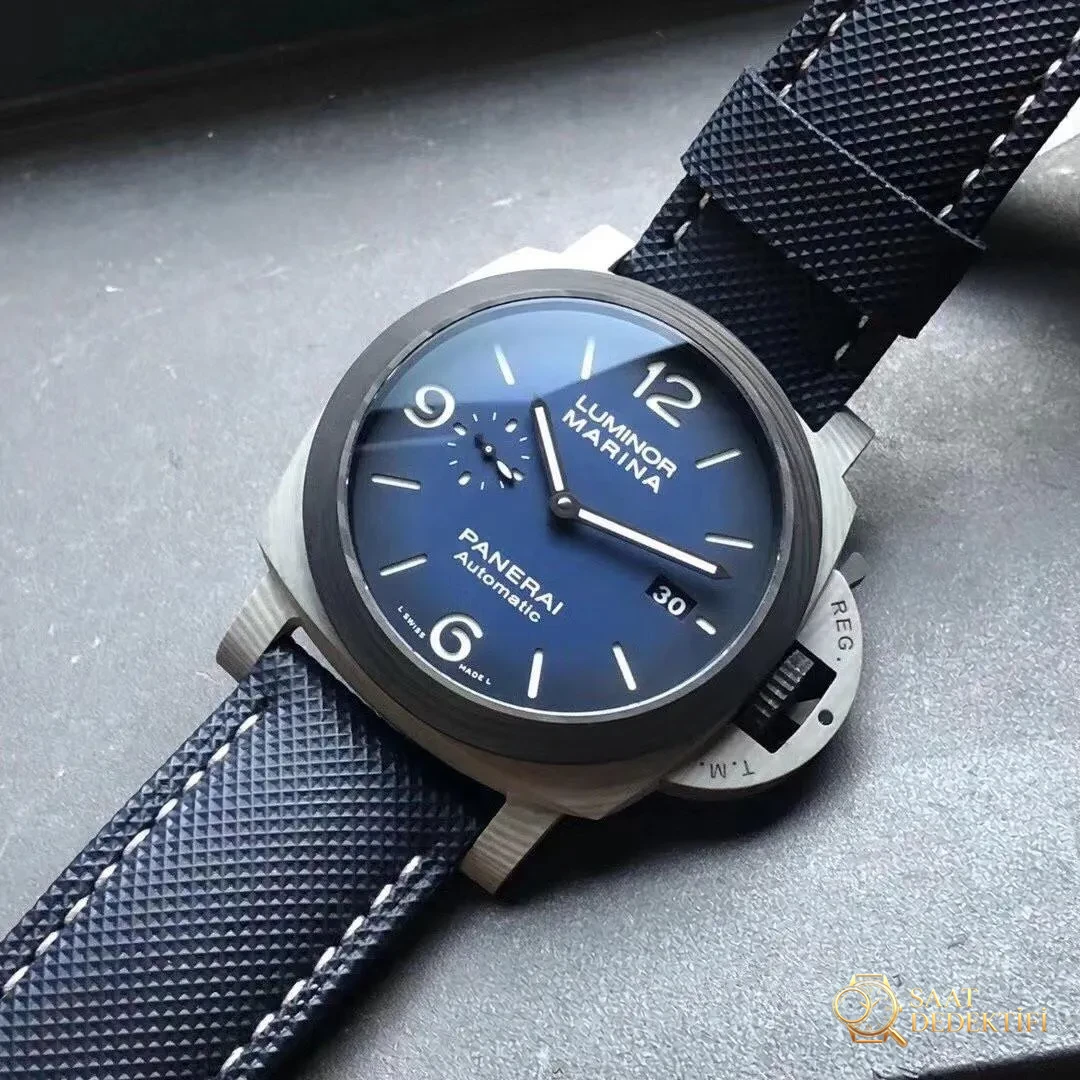 VS Factory Panerai 1663 Karbon Fiber Dumanlı Mavi Kadranlı Saat Gerçek Çekim İncelemesi - Kasa Profili ve Kurma Kolu İncelemesi
