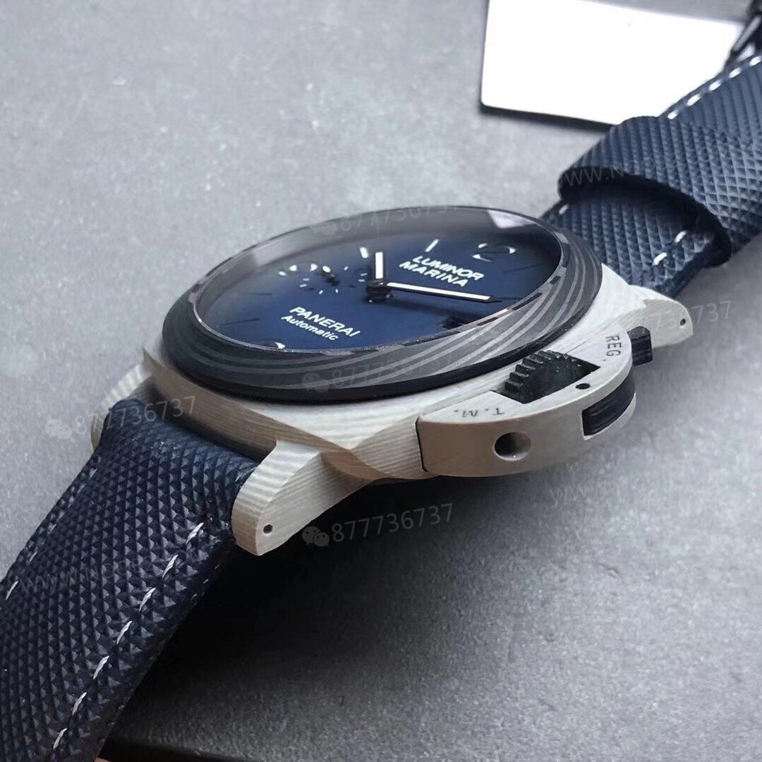 VS Factory Panerai 1663 Karbon Fiber Dumanlı Mavi Kadranlı Saat Gerçek Çekim İncelemesi — 7. fotoğraf