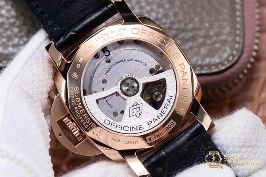 VS Factory Panerai kırmızı altın PAM974 replika saat incelemesi - Klips Kilidi ve Lazer Damgalar