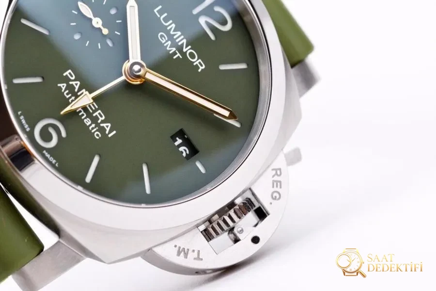 VS Factory Panerai PAM01056 yeşil kadranlı saat incelemesi - Kasa Profili ve Kurma Kolu İncelemesi