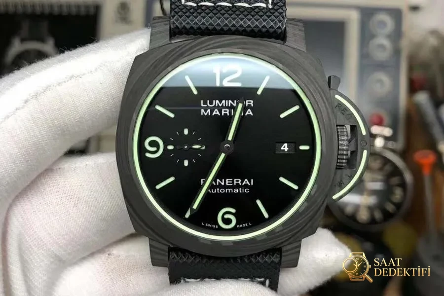 VS Factory Panerai PAM01118 Karbon Fiber Saat İşçilik Detayları İncelemesi - Kasa Profili ve Kurma Kolu İncelemesi