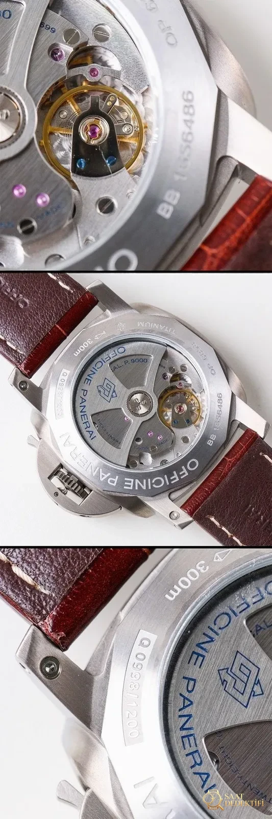VS Factory Panerai PAM351 Titanyum Otomatik Kurulumlu Mekanik Kol Saati İncelemesi - Arka Kapak ve Mekanizma Detayı