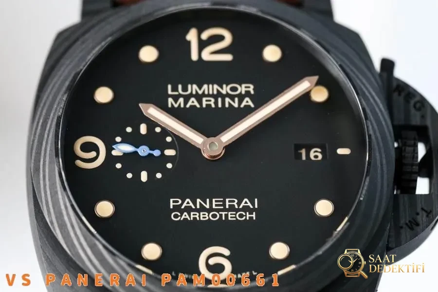 VS Factory Panerai PAM661 karbon fiber saat incelemesi - Kasa Profili ve Kurma Kolu İncelemesi