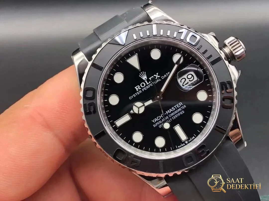 VS Factory Platin Yacht-Master 42 mm 3235 Özel Üretim Entegre Mekanizma Rolex 226659 İşçilik İncelemesi - Kadran Detayı ve Bezel İşçiliği