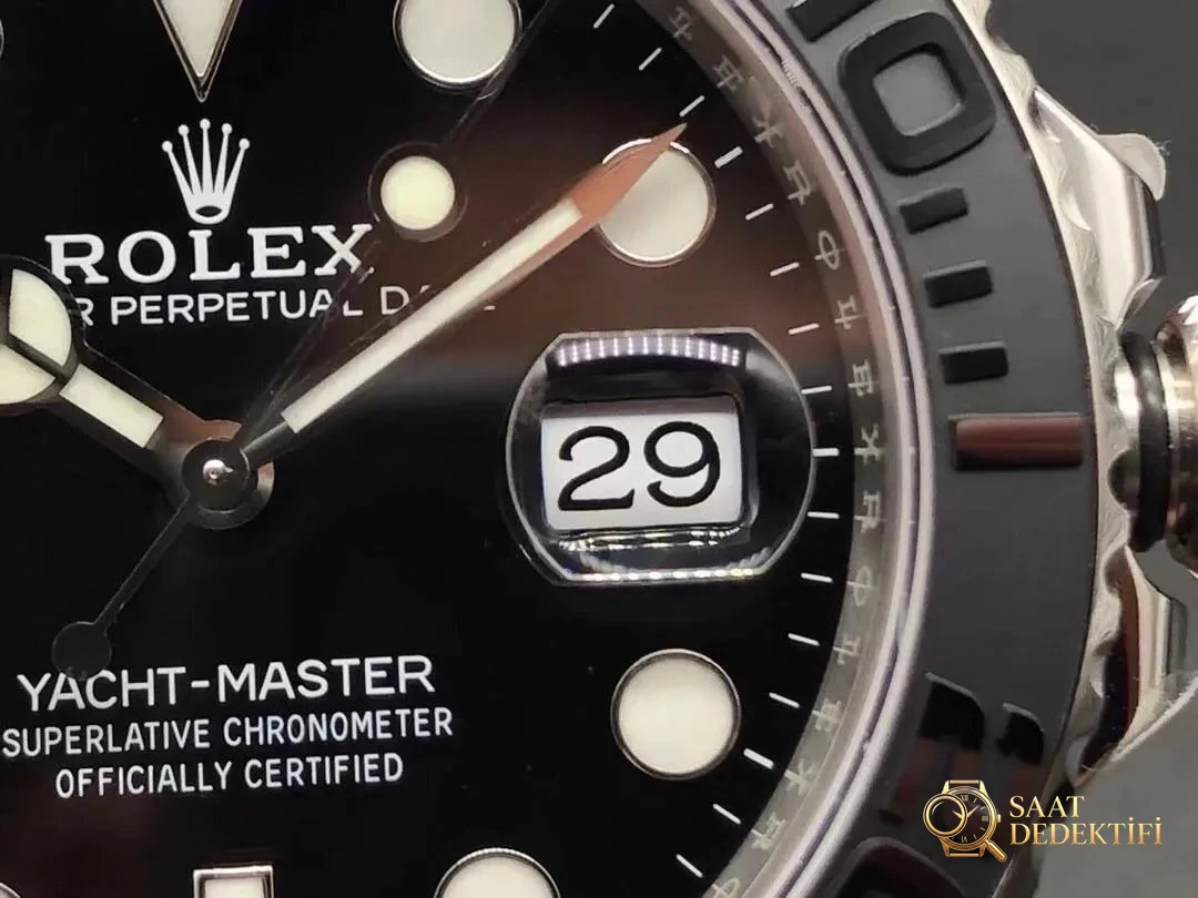 VS Factory Platin Yacht-Master 42 mm 3235 Özel Üretim Entegre Mekanizma Rolex 226659 İşçilik İncelemesi - Kasa Profili ve Kurma Kolu İncelemesi