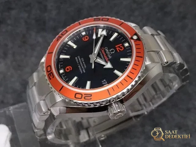 VS Factory Replika Omega Planet Ocean 600m Turuncu, Super Clone 8500 Mekanizmalı, Ücretsiz Turuncu Kauçuk Kayış Hediyeli - Kadran Detayı ve Bezel İşçiliği