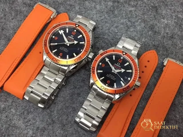 VS Factory Replika Omega Planet Ocean 600m Turuncu, Super Clone 8500 Mekanizmalı, Ücretsiz Turuncu Kauçuk Kayış Hediyeli - Makro Mekanizma Köprüleri ve Cenevre Çizgileri