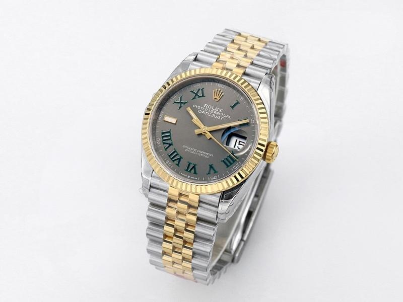 VS Factory Rolex 36 Datejust İki Renk Altın Gri Kadran Roma Rakamlı Replika Saat - VS Saat — 2. fotoğraf
