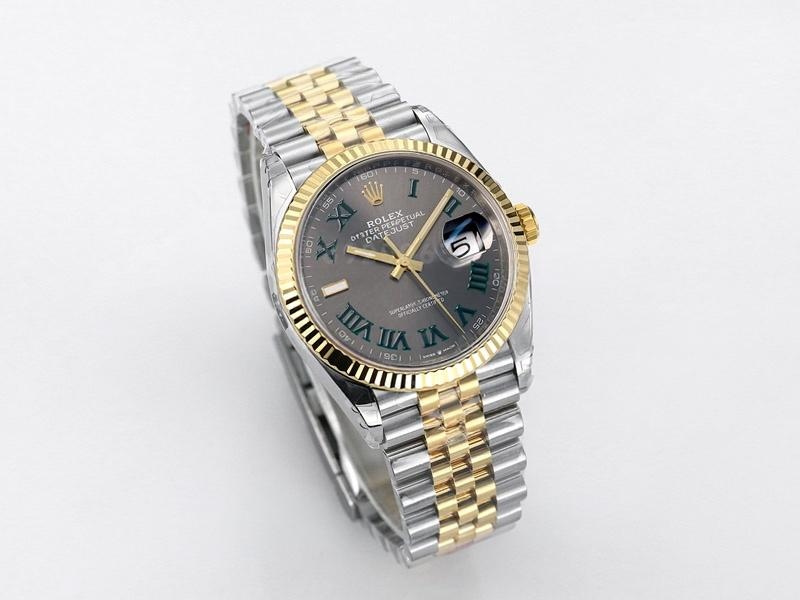 VS Factory Rolex 36 Datejust İki Renk Altın Gri Kadran Roma Rakamlı Replika Saat - VS Saat — 3. fotoğraf