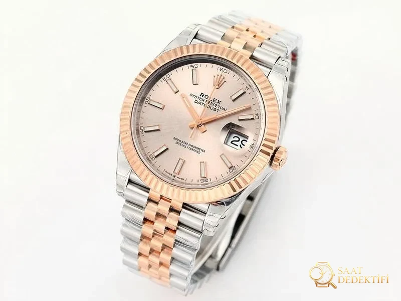 VS Factory Rolex 36 Datejust Rose Gold Kadran Replika Kol Saati - VS Watch - Kadran Detayı ve Bezel İşçiliği