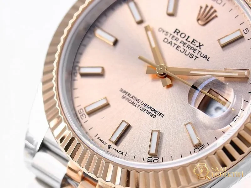 VS Factory Rolex 36 Datejust Rose Gold Kadran Replika Kol Saati - VS Watch - Arka Kapak ve Mekanizma Detayı
