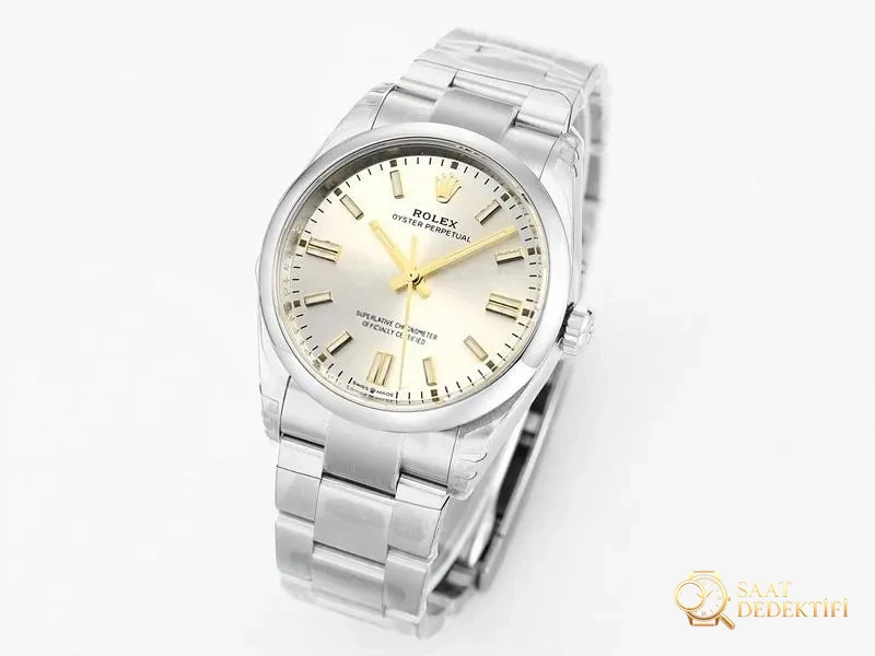 VS Factory Rolex 36 Oyster Perpetual altın akrepli replika kol saati - VS Saat - Kadran Detayı ve Bezel İşçiliği