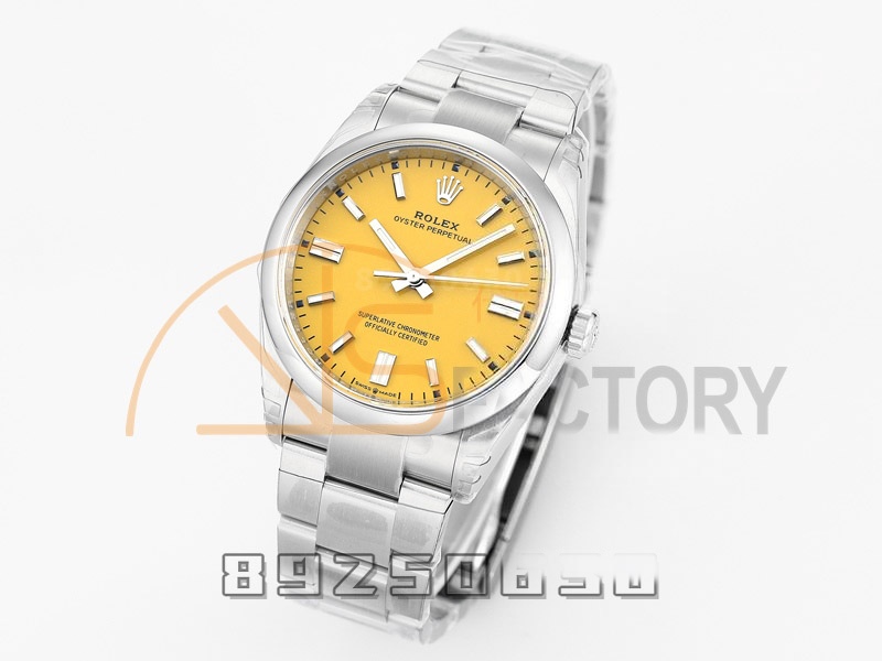 VS Factory Rolex 36 Oyster Perpetual sarı kadran replika kol saati - VS saat — 2. fotoğraf