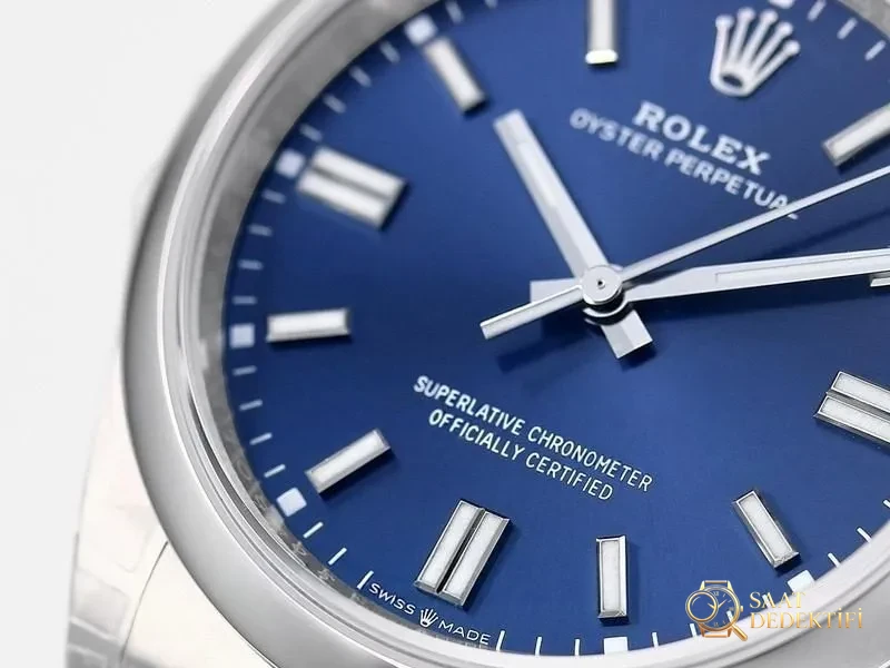 VS Factory Rolex 36 Oyster Perpetual Serisi Mavi Replika Kol Saati - VS Saat - Arka Kapak ve Mekanizma Detayı