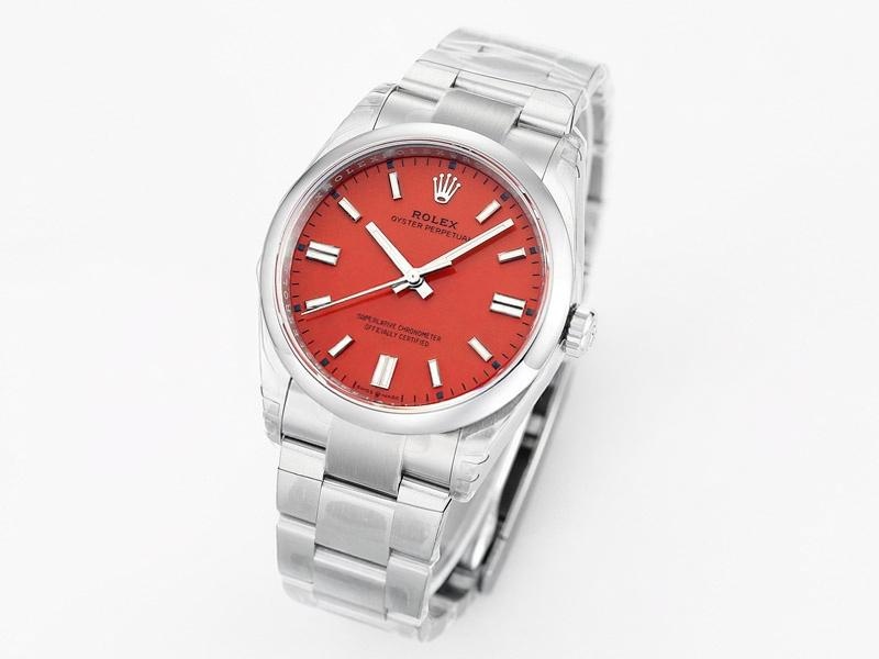 VS Factory Rolex 36 Oyster Perpetual Turuncu-Kırmızı Replika Kol Saati - VS Saat — 2. fotoğraf