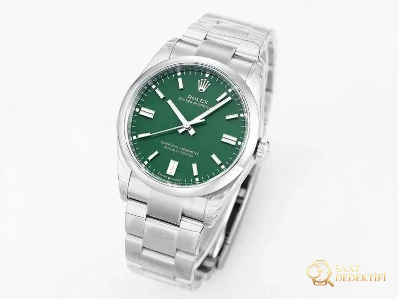 VS Factory Rolex 36 Oyster Perpetual Yeşil Kadran Replika Kol Saati-VS Saat - Kadran Detayı ve Bezel İşçiliği