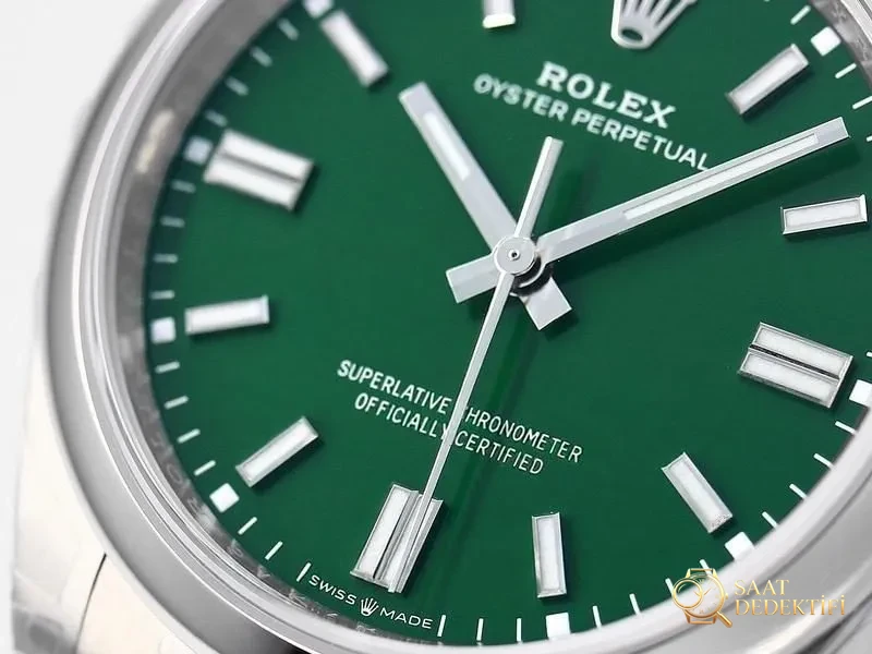 VS Factory Rolex 36 Oyster Perpetual Yeşil Kadran Replika Kol Saati-VS Saat - Arka Kapak ve Mekanizma Detayı