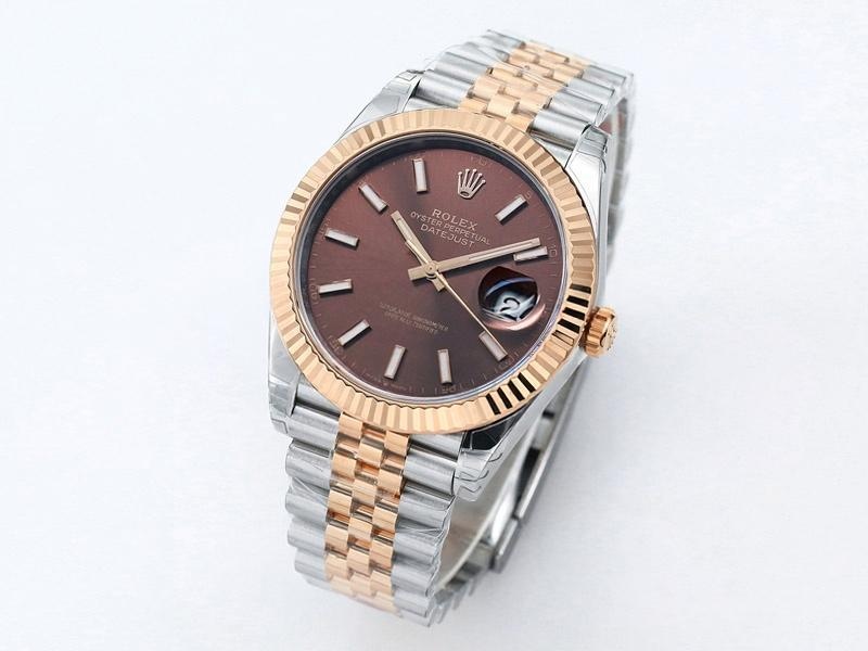 VS Factory Rolex 41 Datejust İki Renk Altın Şarap Kırmızısı Kadran Replika Saat - VS Saat — 2. fotoğraf
