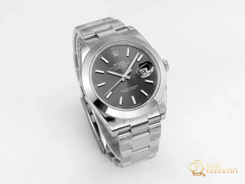 VS Factory Rolex 41 Datejust Işıklı Gri Kadran Replika Kol Saati - VS Saat - Kasa Profili ve Kurma Kolu İncelemesi