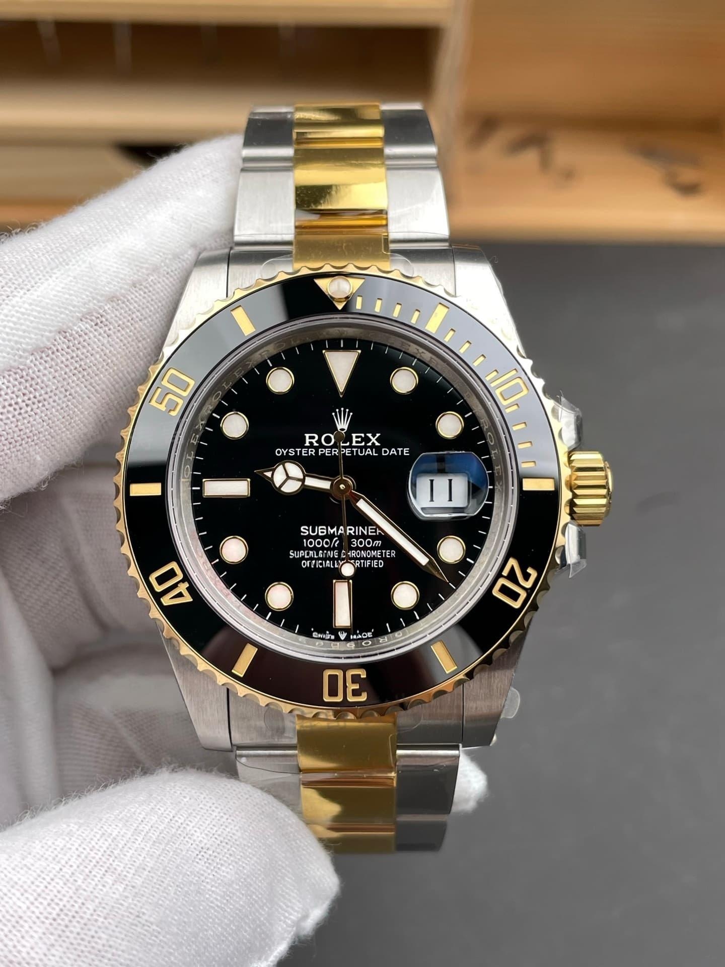 VS Factory Rolex 41 iki renk altın-çelik siyah Submariner, Dandong 3235 mekanizma, 186 g ağırlıkla işçiliği nasıl? — 3. fotoğraf