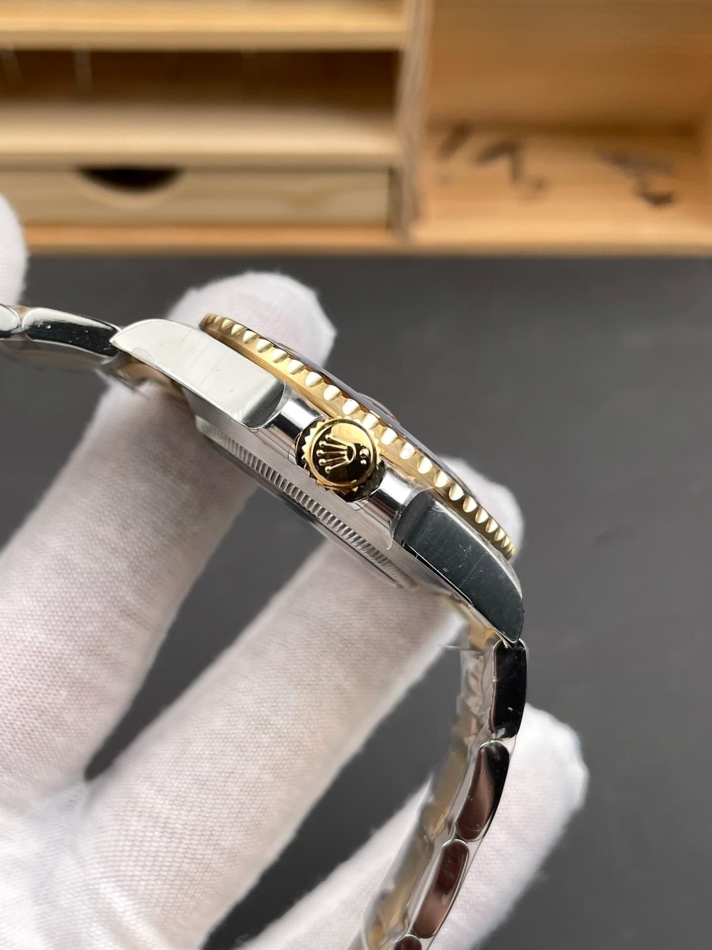 VS Factory Rolex 41 iki renk altın-çelik siyah Submariner, Dandong 3235 mekanizma, 186 g ağırlıkla işçiliği nasıl? — 7. fotoğraf