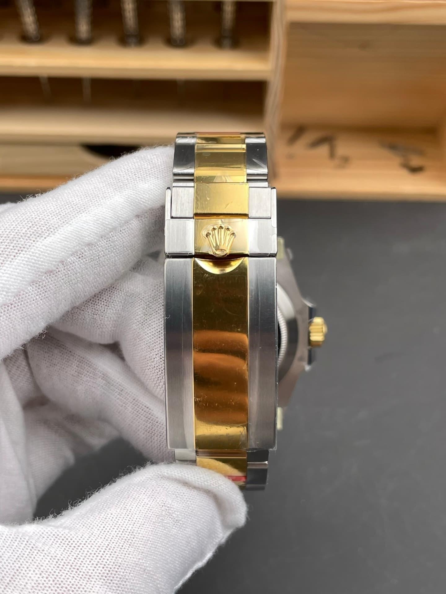 VS Factory Rolex 41 iki renk altın-çelik siyah Submariner, Dandong 3235 mekanizma, 186 g ağırlıkla işçiliği nasıl? — 10. fotoğraf