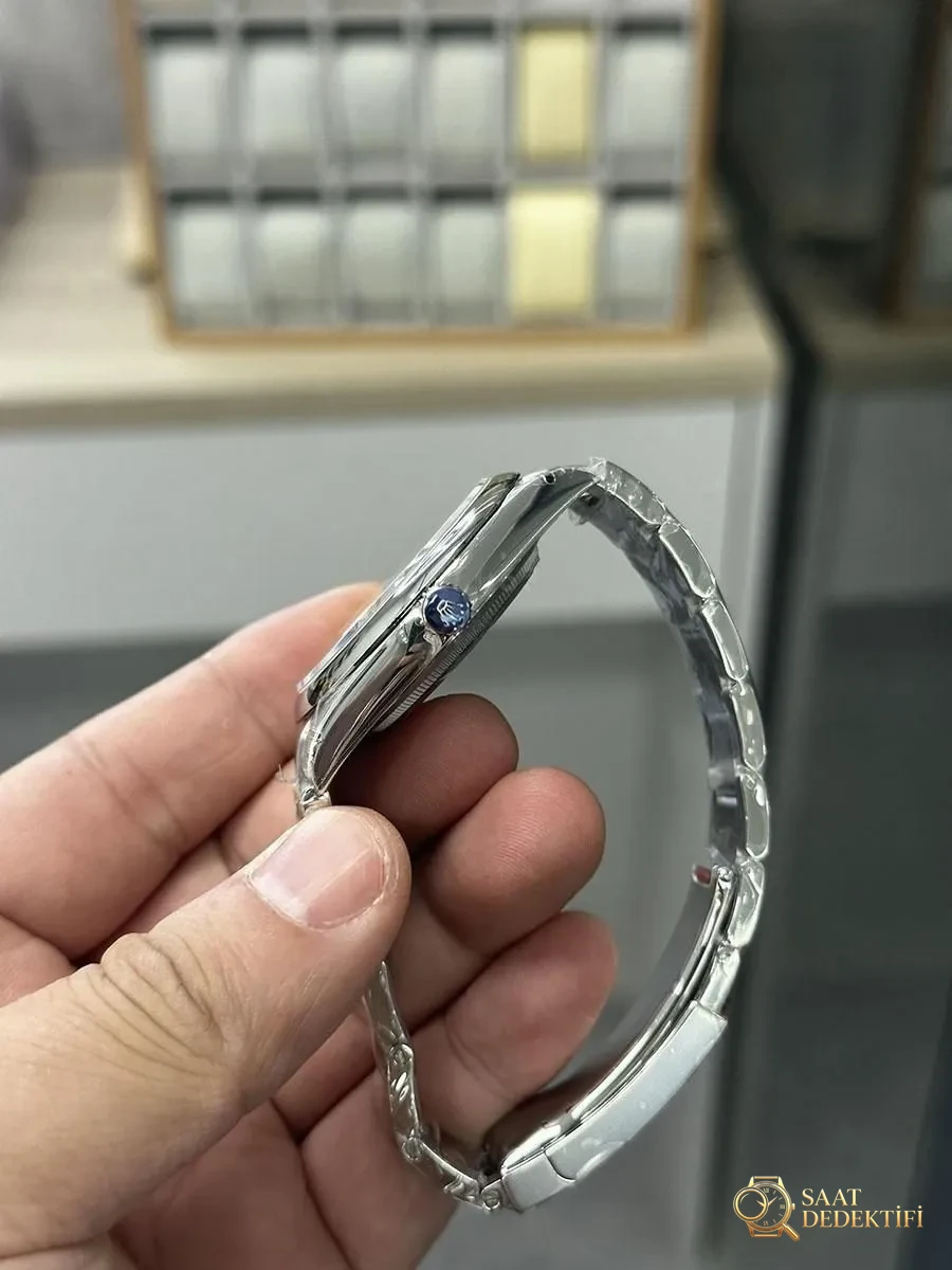 VS Factory Rolex 41 Oyster Perpetual serisi beyaz kadranlı replika kol saati - VS saat - Arka Kapak ve Mekanizma Detayı