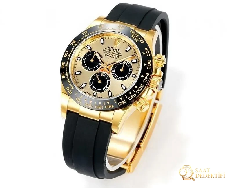 VS Factory Rolex 4130 versiyonu Daytona siyah kadran gravür modeli replika saat - VS saat - Kasa Profili ve Kurma Kolu İncelemesi