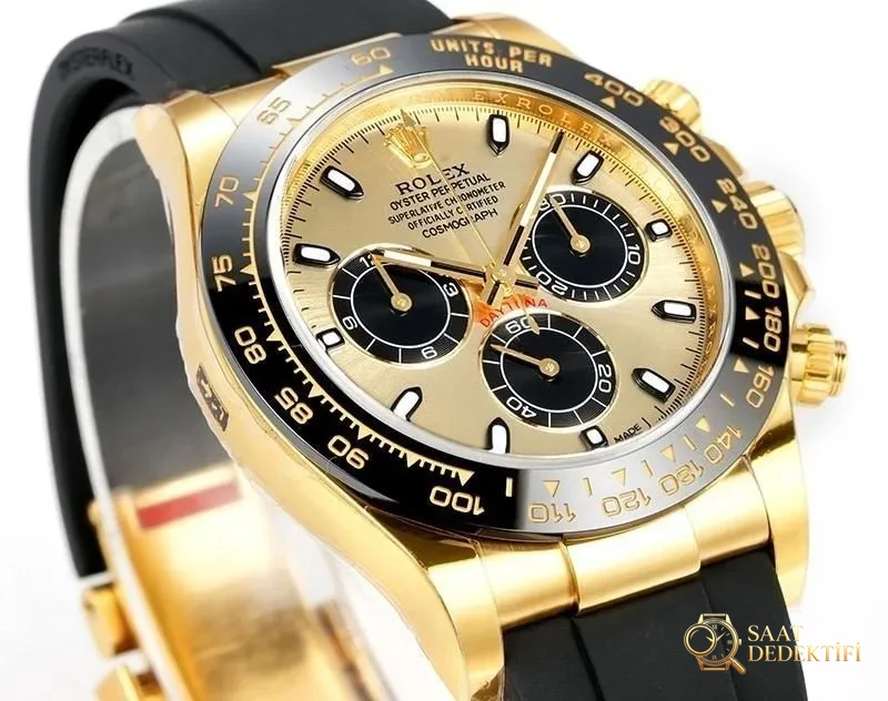 VS Factory Rolex 4130 versiyonu Daytona siyah kadran gravür modeli replika saat - VS saat - Bilezik, Toka ve Klips Mekanizması