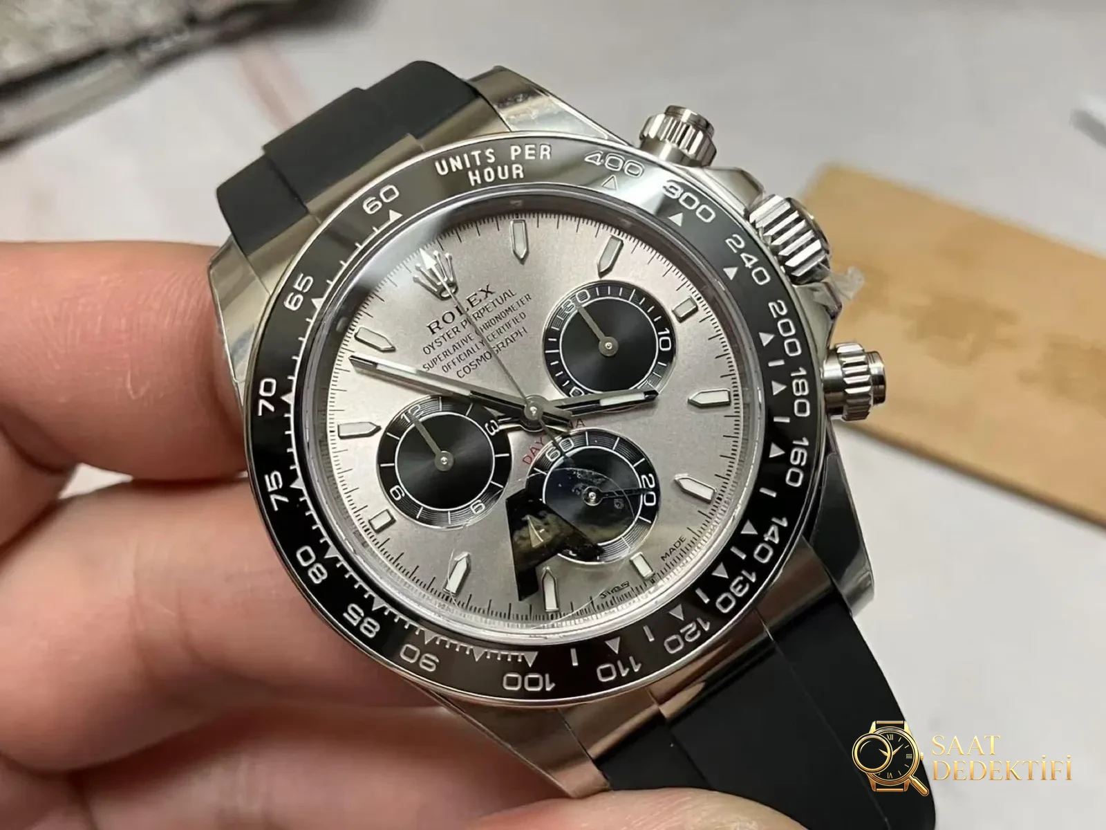 VS Factory Rolex ağırlık dengeli gri kauçuk kayışlı Daytona / beyaz altın Daytona, Dantong 4131 mekanizma 137 gram işçilik nasıl? - fotoğraf 2