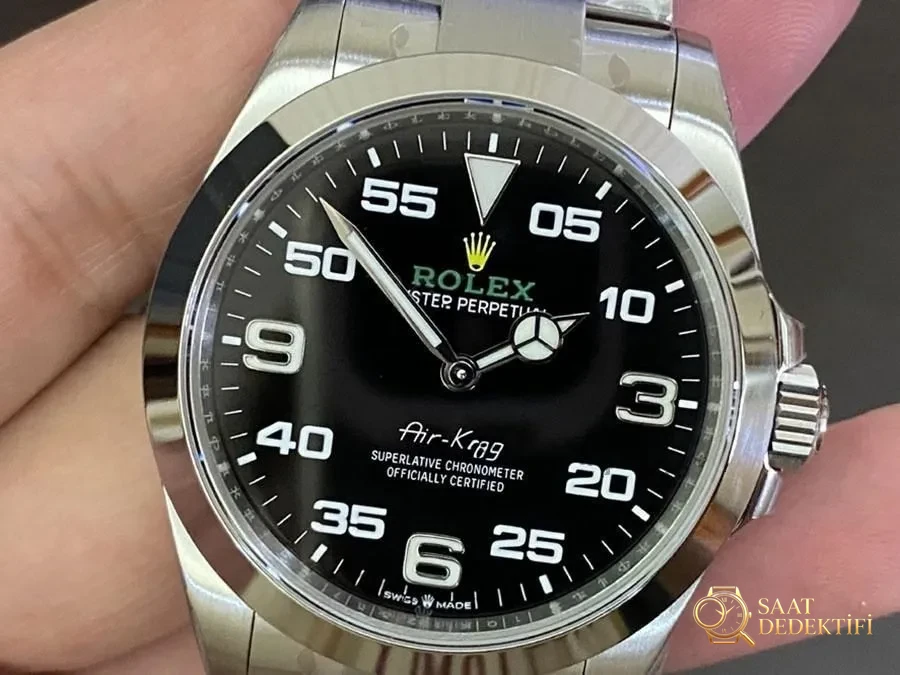 VS Factory Rolex Air-King M126900-0001 Replika Kol Saati - VS Saat - Kadran Detayı ve Bezel İşçiliği