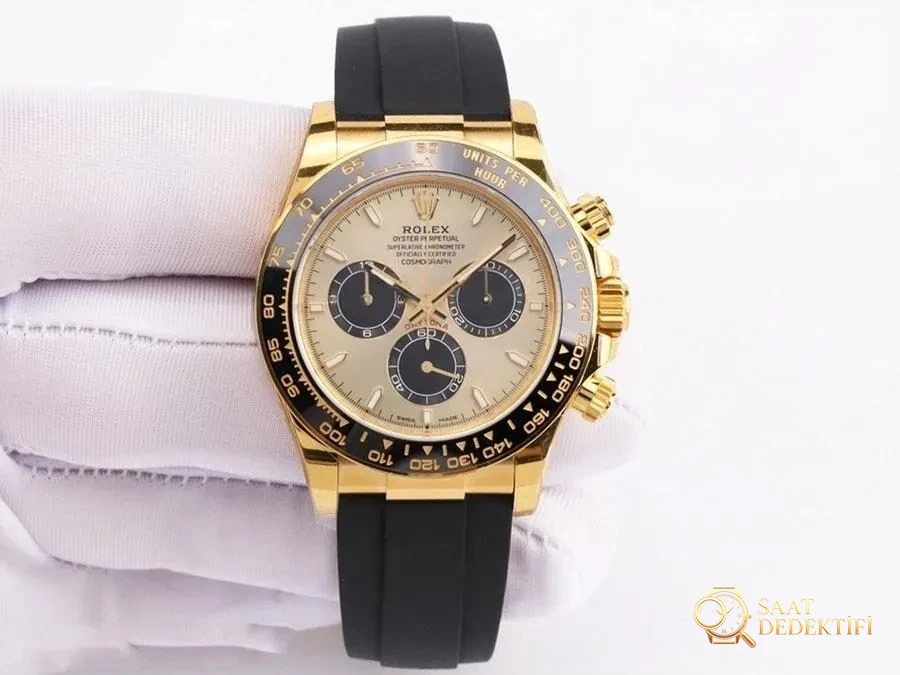 VS Factory Rolex altın Daytona 4131 model replika saat - VS Daytona - Kadran Detayı ve Bezel İşçiliği