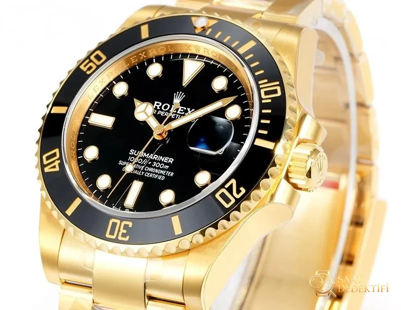 VS Factory Rolex altın Siyah Su Hayaleti 3235 replika saat - VS saat - Kasa Profili ve Kurma Kolu İncelemesi