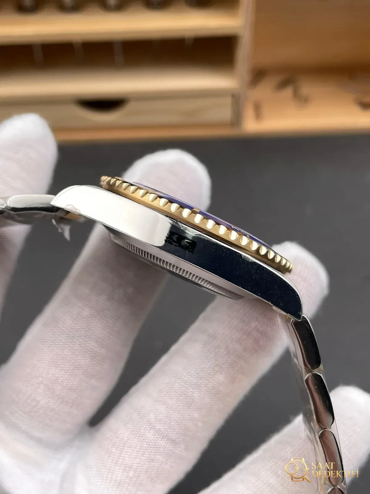 VS Factory Rolex balanslı ağırlıklı iki renkli altın mavi su hayaleti 41 mm, 186G ağırlığında; detay işçiliği nasıl? - Bilezik, Toka ve Klips Mekanizması