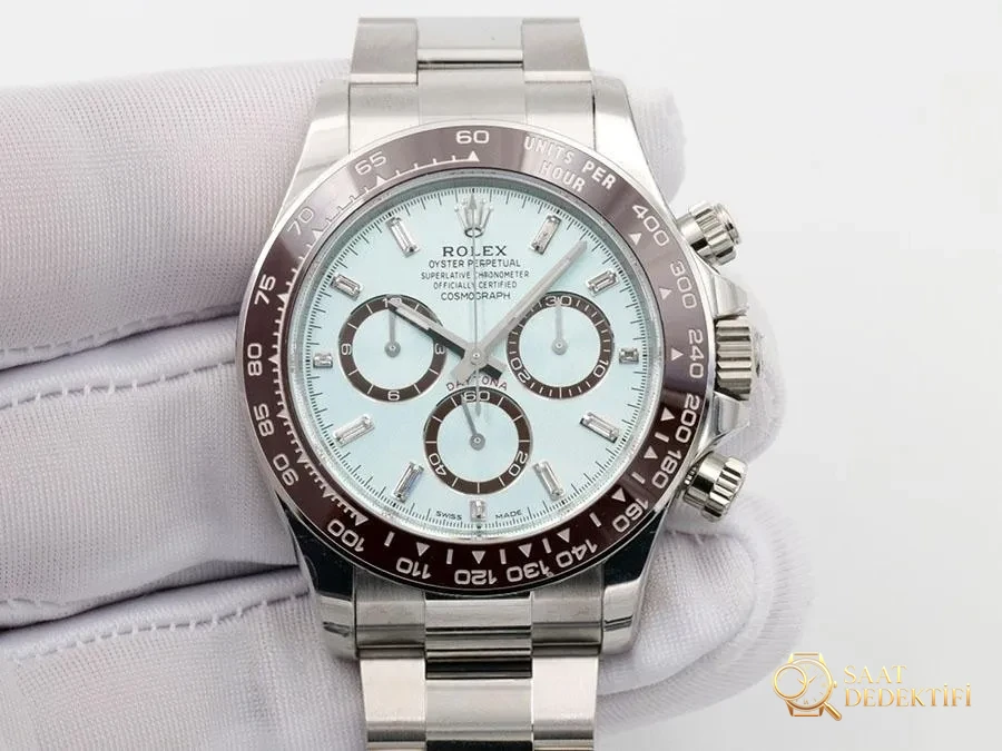VS Factory Rolex Ice Blue Daytona 4131 Replica Watch - VS Daytona Watch - Dial Detail and Bezel Workmanship