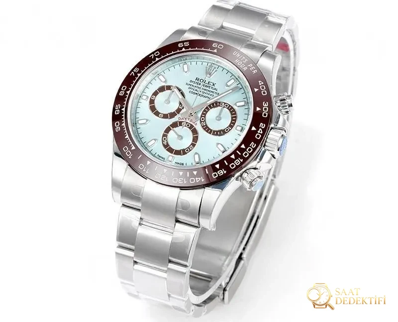 VS Factory Rolex Buz Mavisi Daytona Replika Saat - 4130 Model Daytona - Kadran Detayı ve Bezel İşçiliği