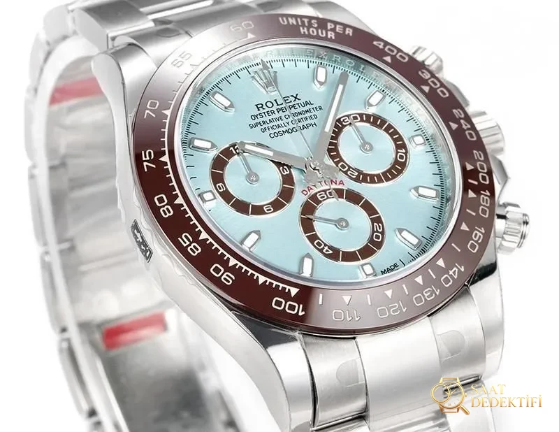 VS Factory Rolex Buz Mavisi Daytona Replika Saat - 4130 Model Daytona - Arka Kapak ve Mekanizma Detayı