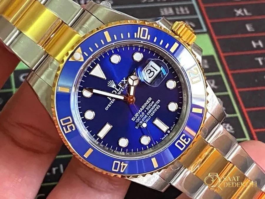 VS Factory Rolex çelik-altın Submariner 3235 replika saat - VS Factory - Kadran Detayı ve Bezel İşçiliği