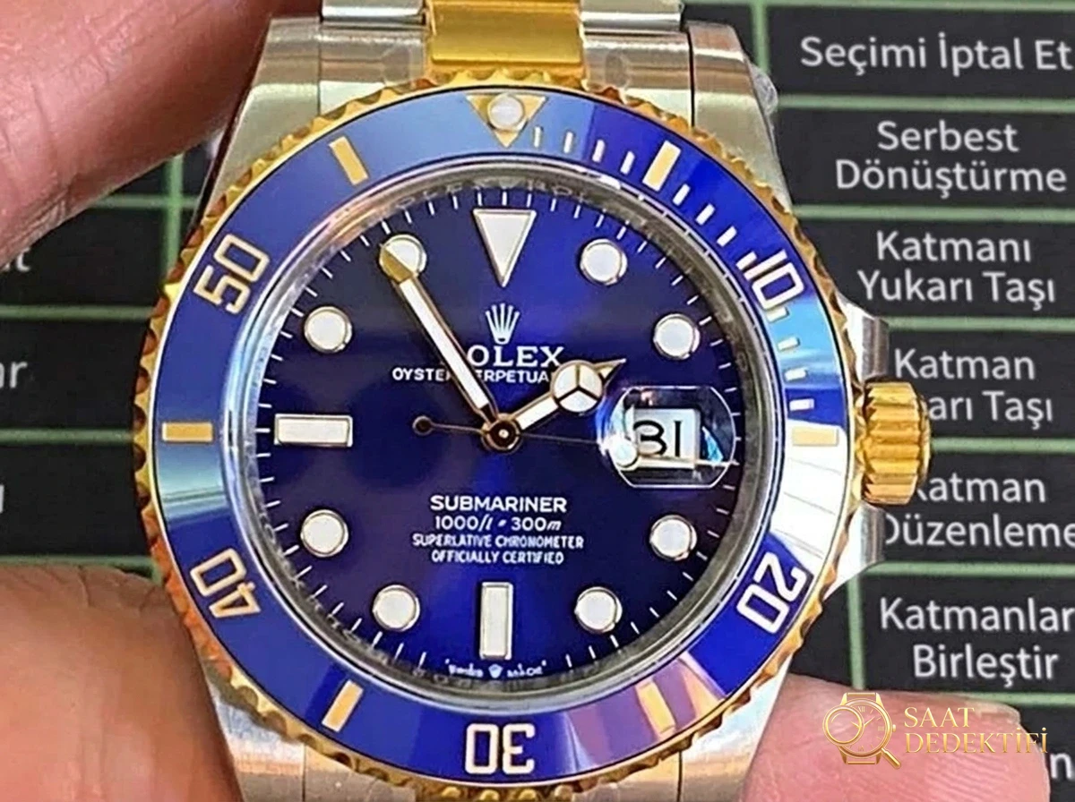 VS Factory Rolex çelik-altın Submariner 3235 replika saat - VS Factory - Arka Kapak ve Mekanizma Detayı