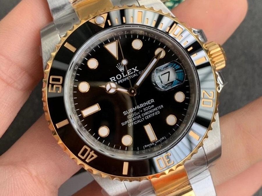 VS Factory Rolex çift renk altın siyah Submariner 3135 replika saat - VS saat — 1. fotoğraf
