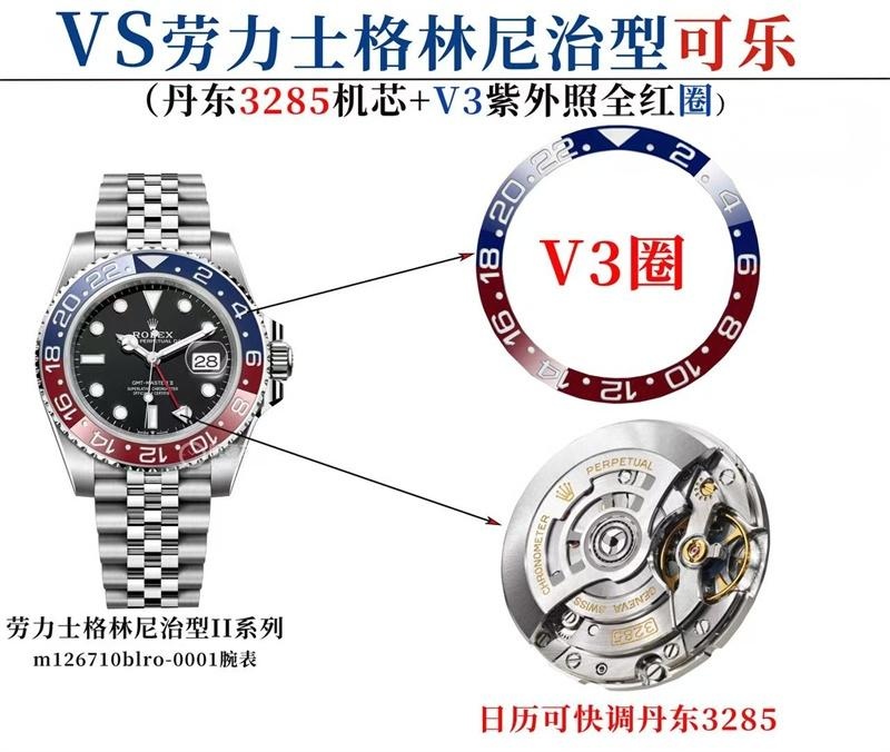 VS Factory Rolex Cola bezel gerçek-replika karşılaştırması — 1. fotoğraf