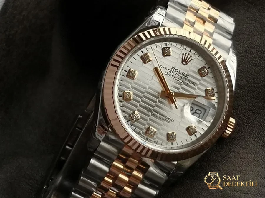 VS Factory Rolex Datejust 36 126231-0039 replika saat - VS saat - Kadran Detayı ve Bezel İşçiliği